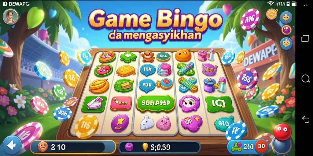 Tampilan gameplay seru di DEWAPG dengan desain bingo yang menarik.
