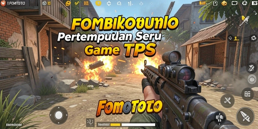 Screenshot utama FOMOTOTO menampilkan aksi seru dalam pertempuran TPS.