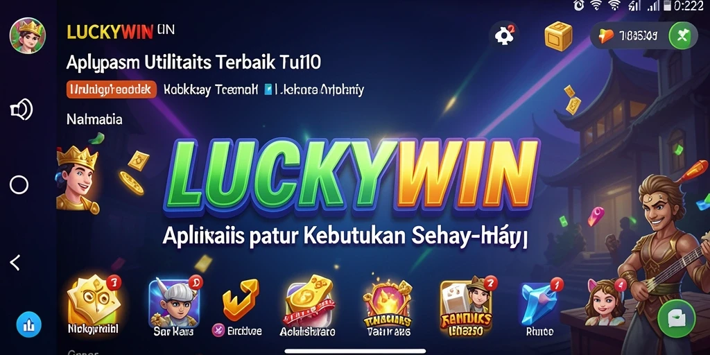 Tampilan utama LUCKYWIN dengan berbagai fitur utilitas yang memudahkan penggunaan.