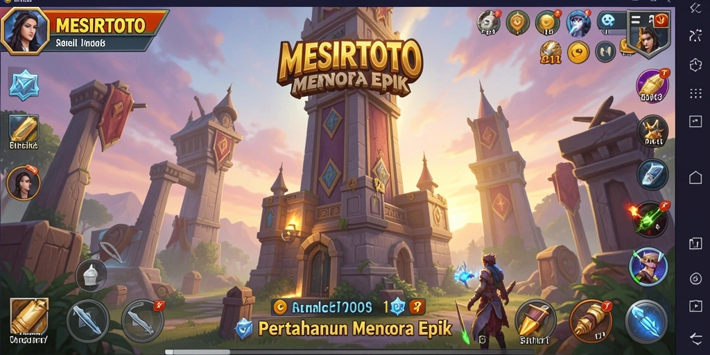 Tampilan gameplay MESIRTOTO dalam pertahanan menara yang seru.