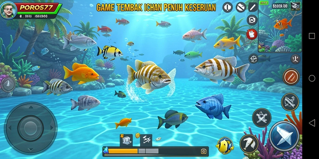 Tampilan gameplay POROS77 yang seru saat menangkap ikan.