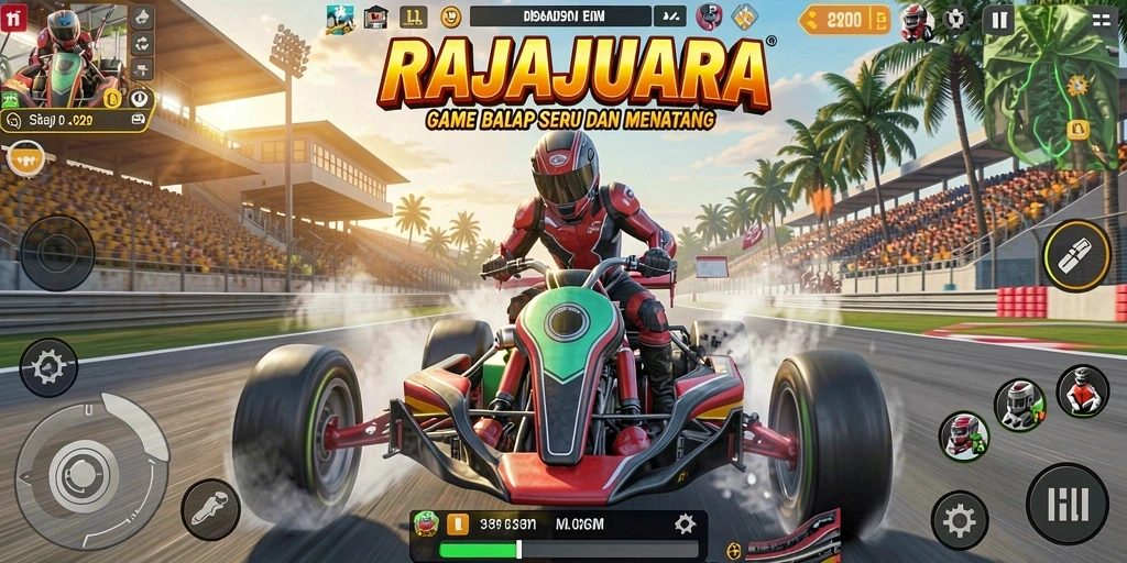 Tampilan gameplay seru dari game balap RAJAJUARA yang memukau.