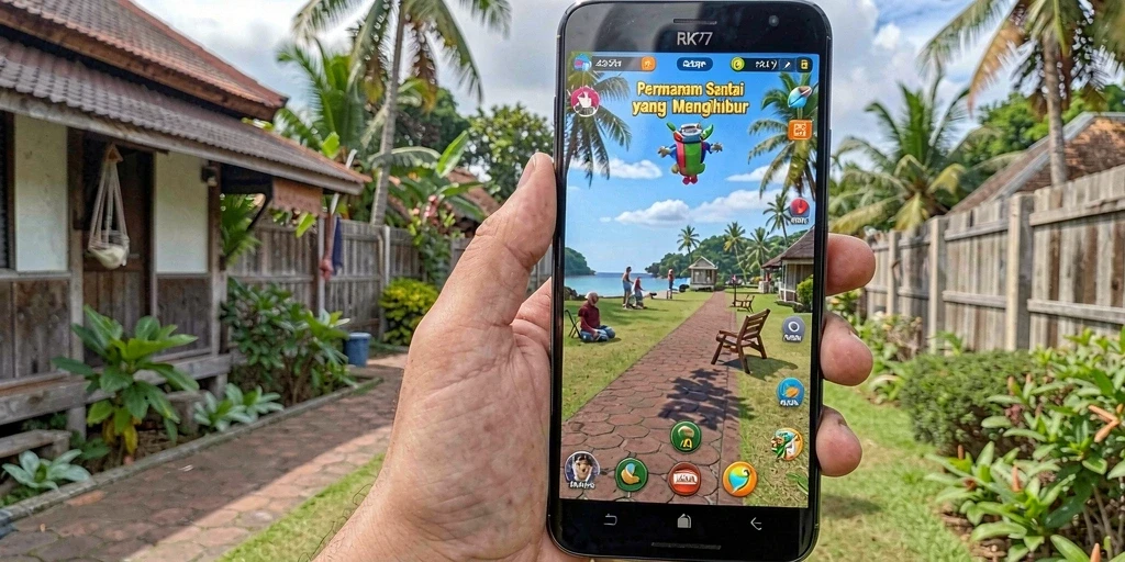 Screenshot gameplay RK77 yang penuh warna dan interaktif.