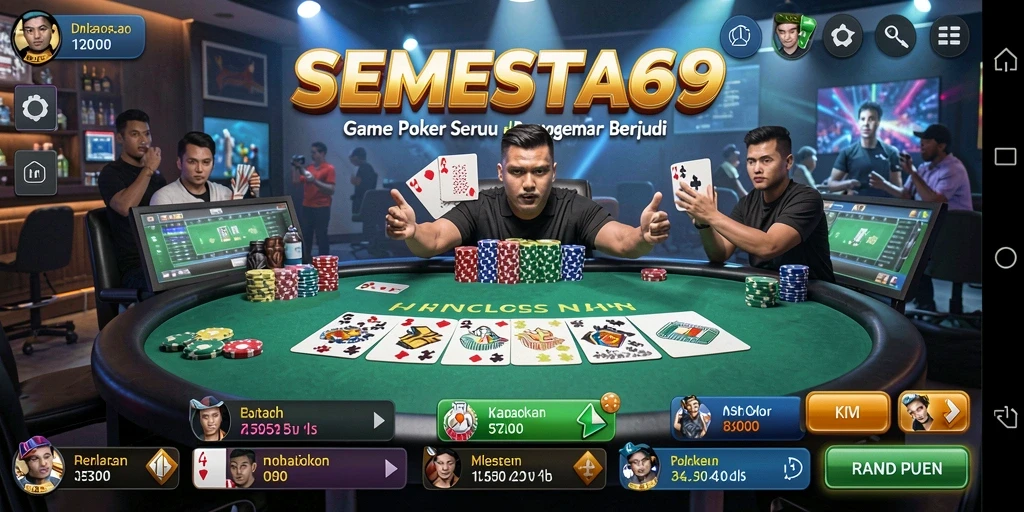 Screenshot gameplay SEMESTA69 yang menampilkan keseruan poker.